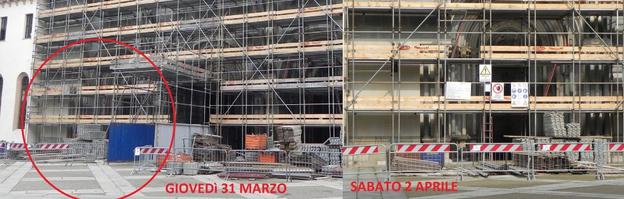 Spuntati i cartelli al cantiere di S. Andrea