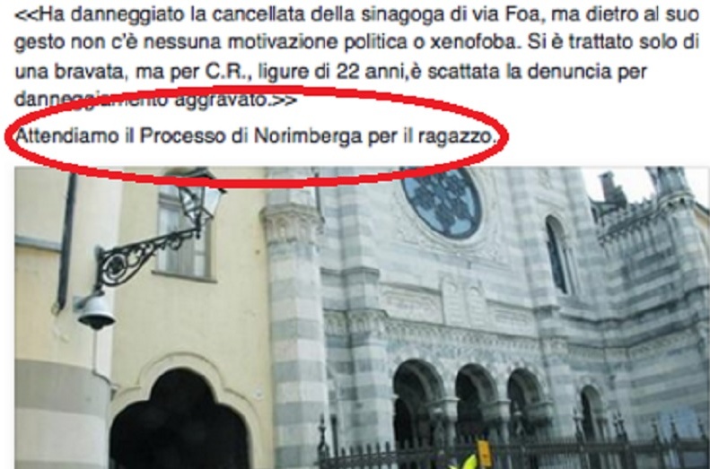 Ironia becera sui danni alla Sinagoga