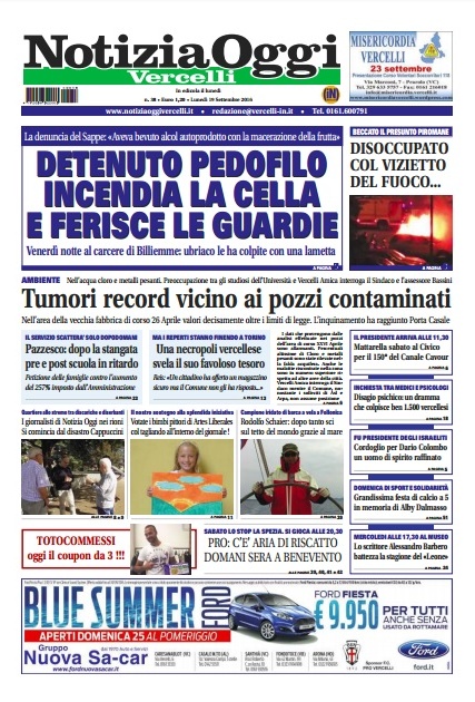 Notizia Oggi Vercelli del 19 settembre 2016
