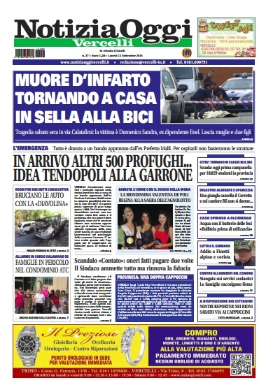 Su Notizia Oggi Vercelli in edicola…