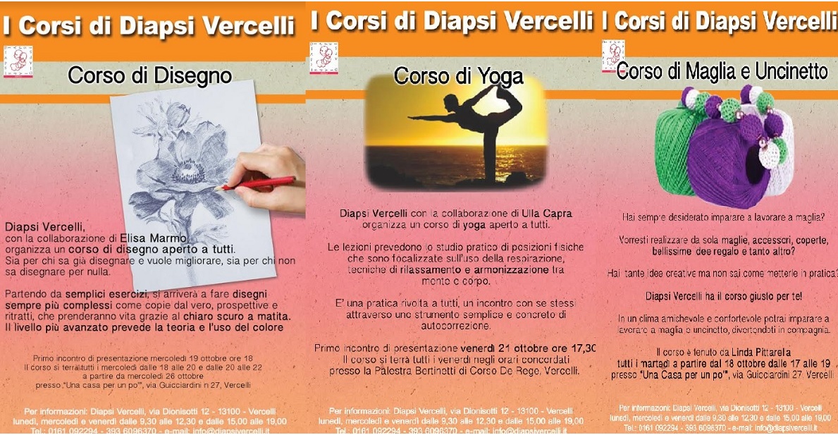 CORSI DIAPSI: riprendono uncinetto, disegno e yoga