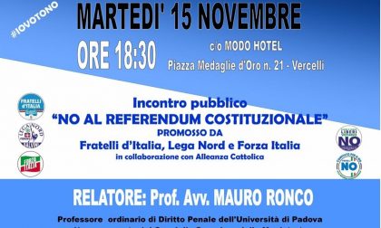 POLITICA; questa sera Fratelli d'Italia, Lega Nord e Forza Italia per gridare "io voto No"