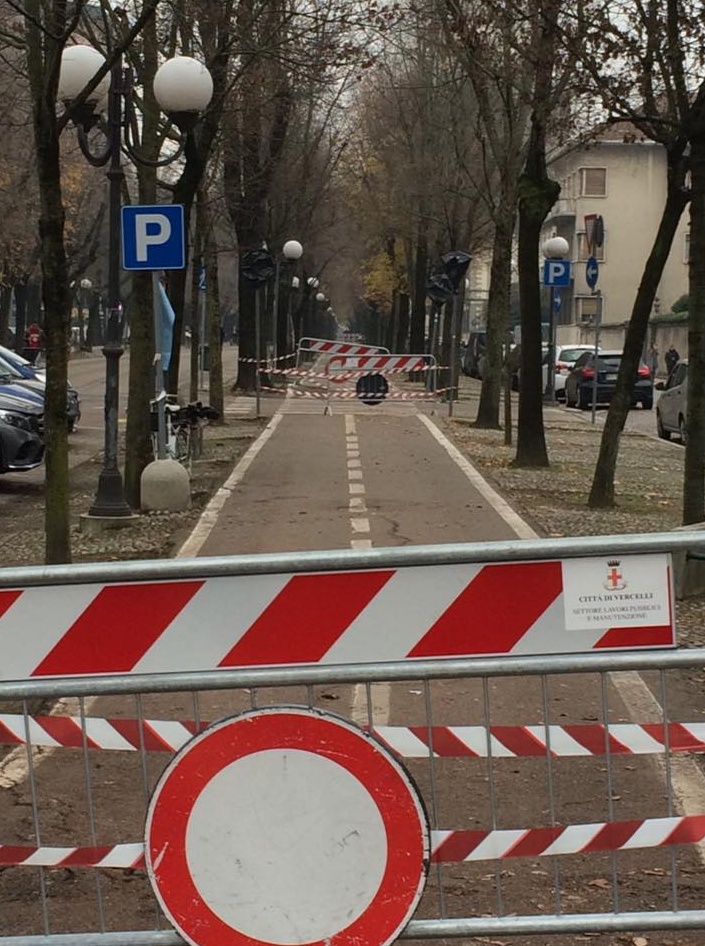 VERCELLI: troppo pericolosa. Chiusa la pista ciclabile di viale Garibaldi
