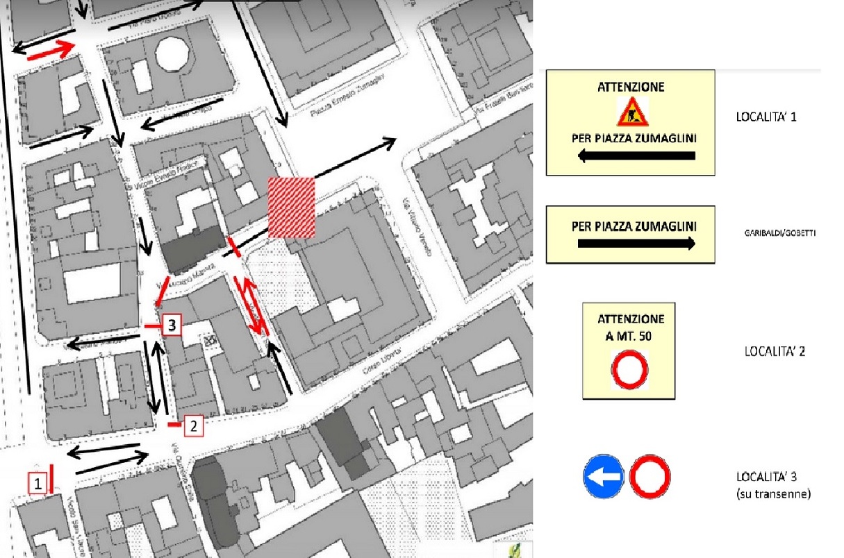 LAVORI IN CORSO: Traffico modificato in Piazza Zumaglini