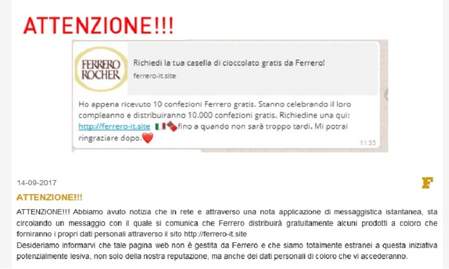 TRUFFE ON LINE: Occhio alla falsa promo Ferrero