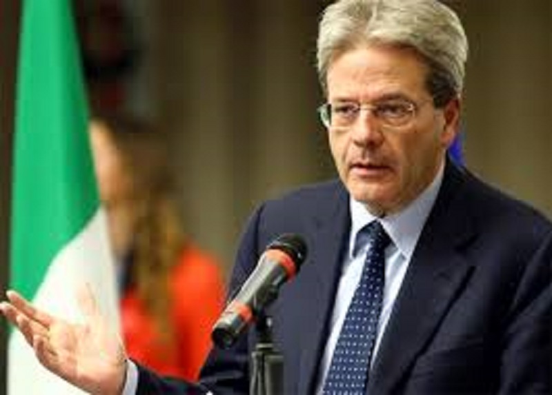 Il premier Gentiloni questa mattina a Vercelli