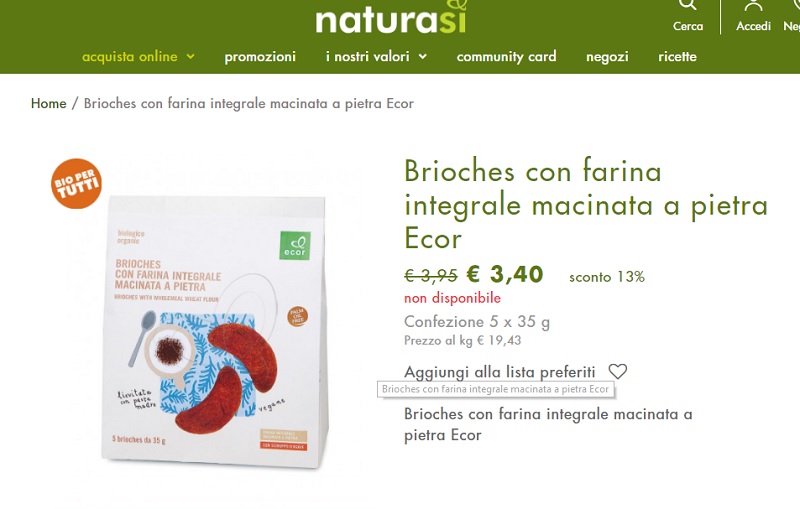 Allerta alimentare per latte e brioches