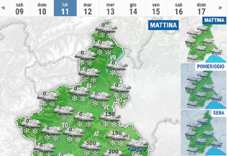 Freddo con nevicate anche in pianura