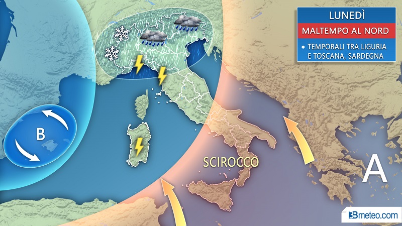 Nuove piogge sono in arrivo lunedì e martedì