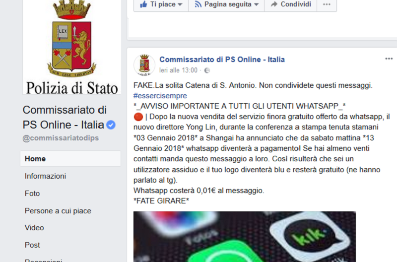 Bufala whatsapp: “Da oggi si paga” ma è falso