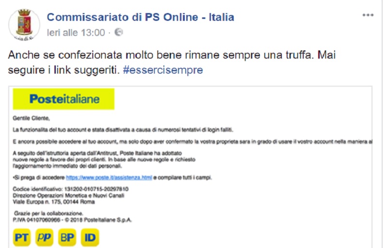 Utenti delle Poste nel mirino degli hacker