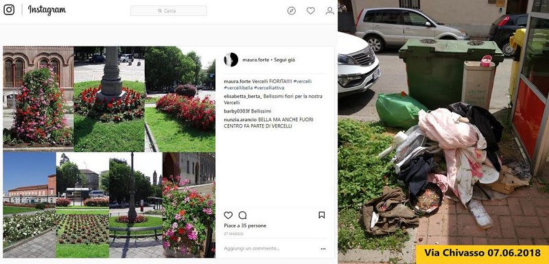 Vercelli fiorita: ma c’è anche la spazzatura!