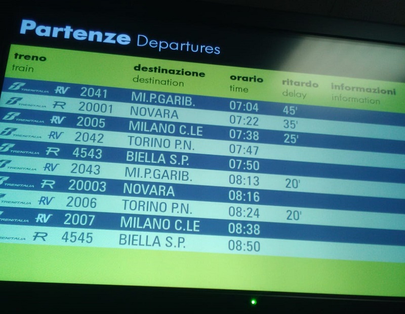 Ritardo treni sulla Torino Milano per un guasto