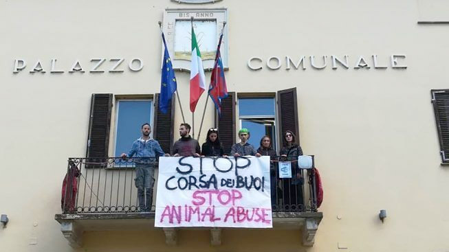Blitz di animalisti contro la corsa dei buoi