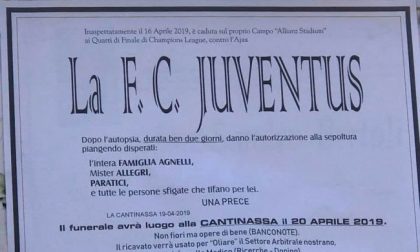 "Sfottò" di cattivo gusto: manifesto funebre per la Juventus