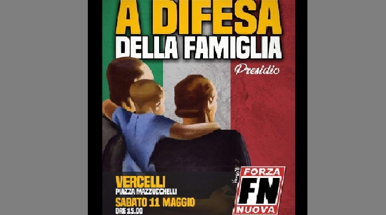 Presidio di Forza Nuova contro il Vercelli Pride