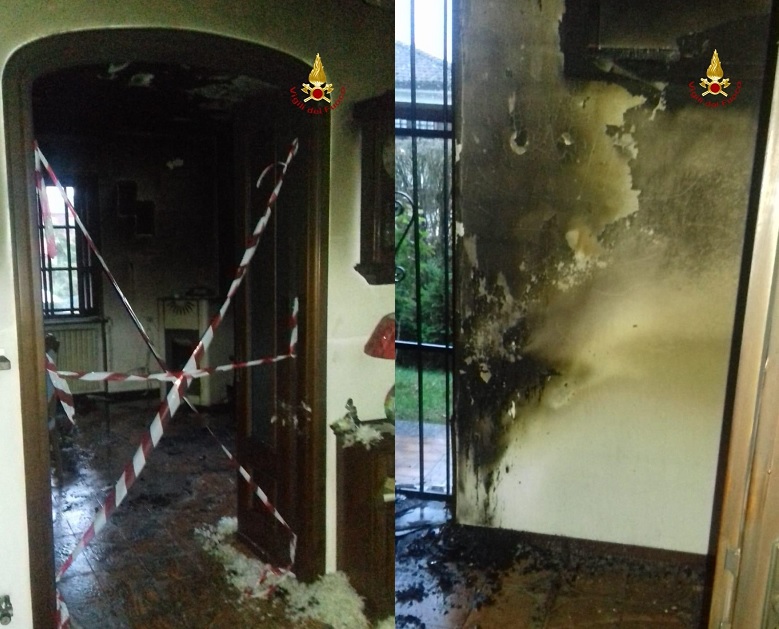 Incendio in alloggio a Serravalle Sesia