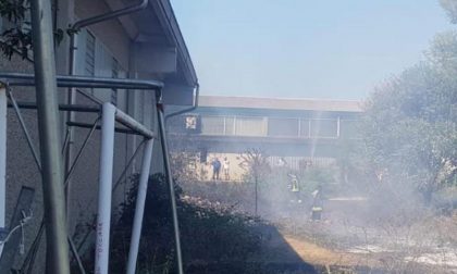 Incendio vegetazione in area industriale di Trino