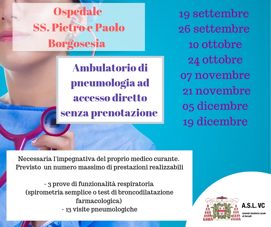 Borgosesia: ambulatorio dedicato alle visite pneumologiche