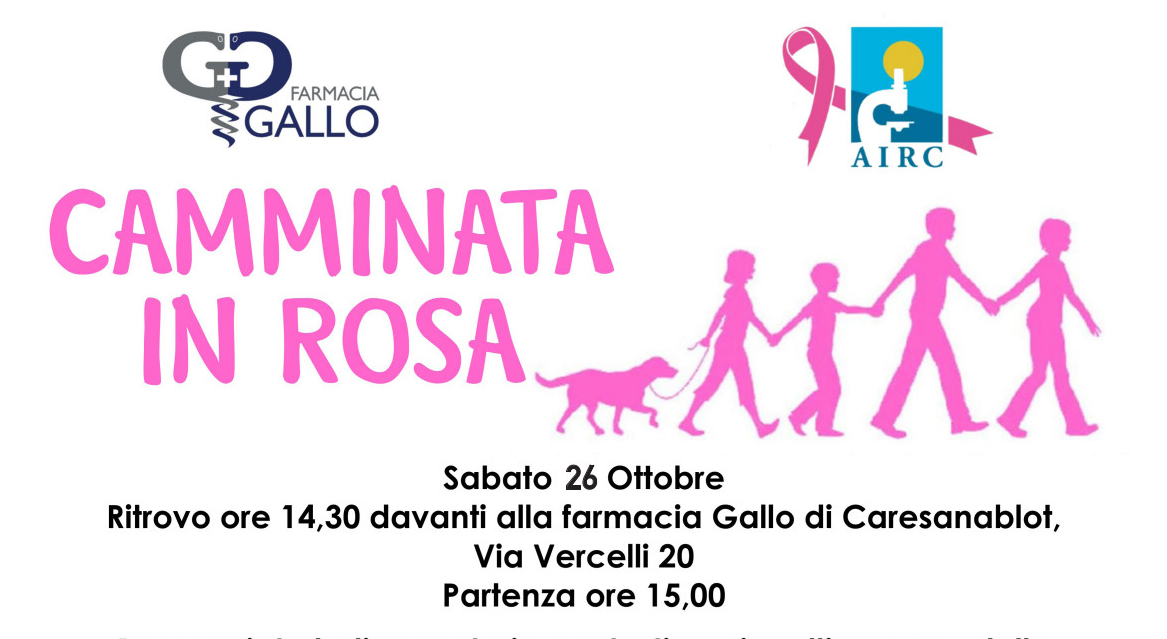 AIRC: camminata in rosa sabato 26 ottobre