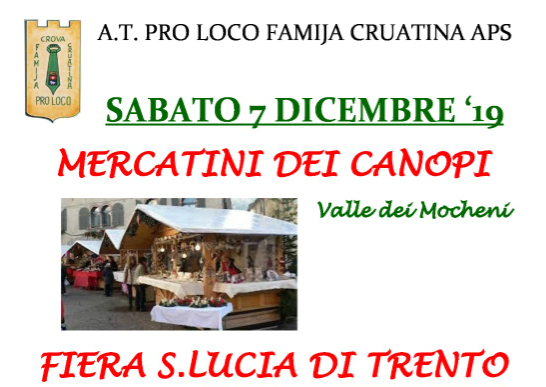 Crova: gita ai Mercatini dei Canopi e Fiera di Santa Lucia