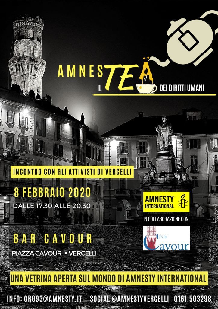 AmnesTEA: in piazza Cavour per i diritti umani