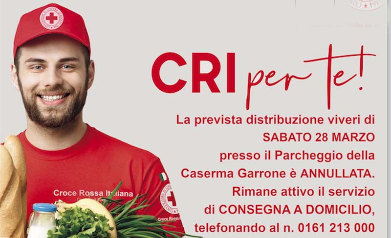 Croce Rossa: distribuzione viveri annullata, prosegue consegna spesa