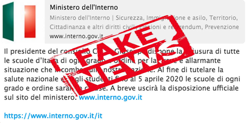 Fake news: messaggio WhatsApp scuole chiuse fino al 5 aprile