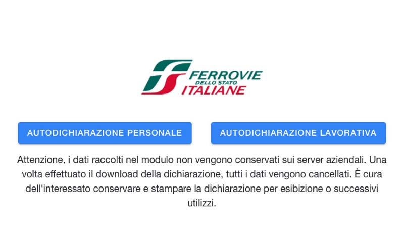 Coronavirus: La App di Fs per l’autocertificazione