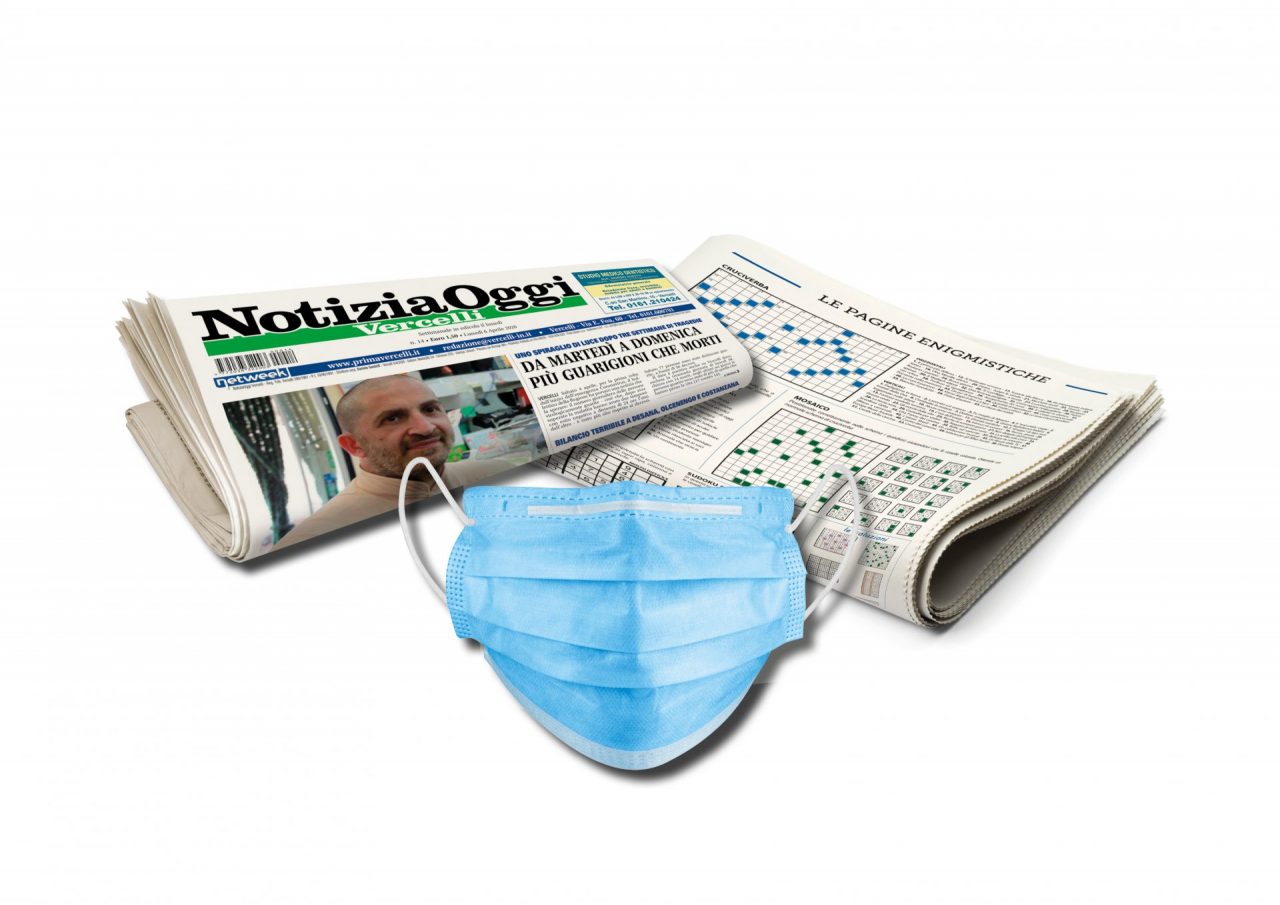 Coronavirus, ancora in edicola la mascherina insieme a Notizia Oggi Vercelli