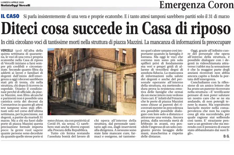 Casa di riposo Vercelli: dopo il nostro articolo si muove la minoranza