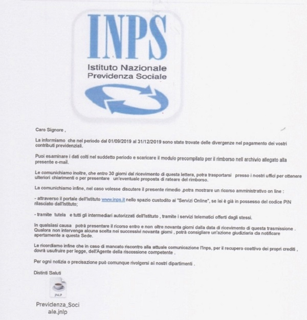 Inps: nuovo tentativo di truffa tramite e-mail di phishing