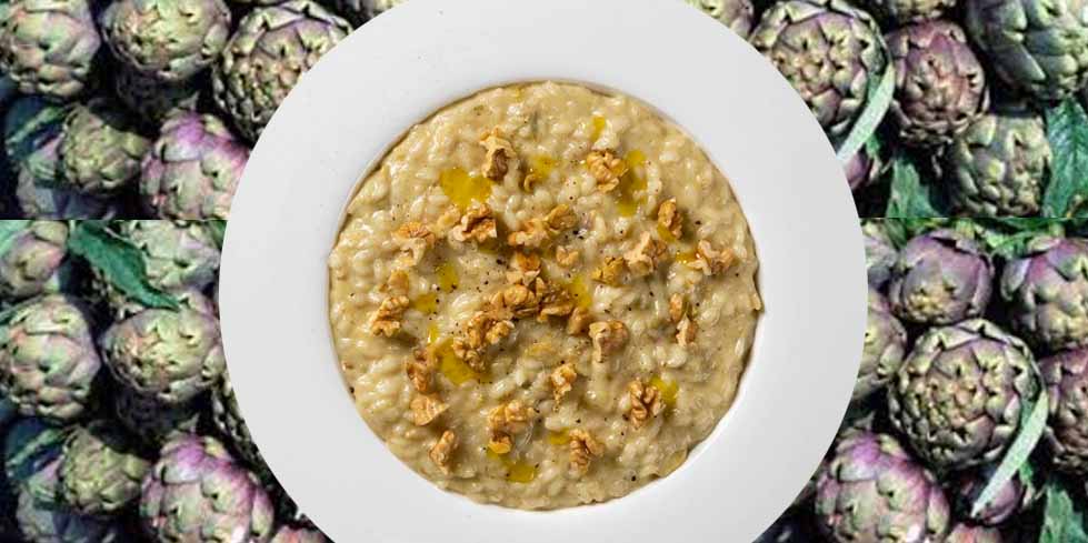 Risotto con carciofi, fontina e noci