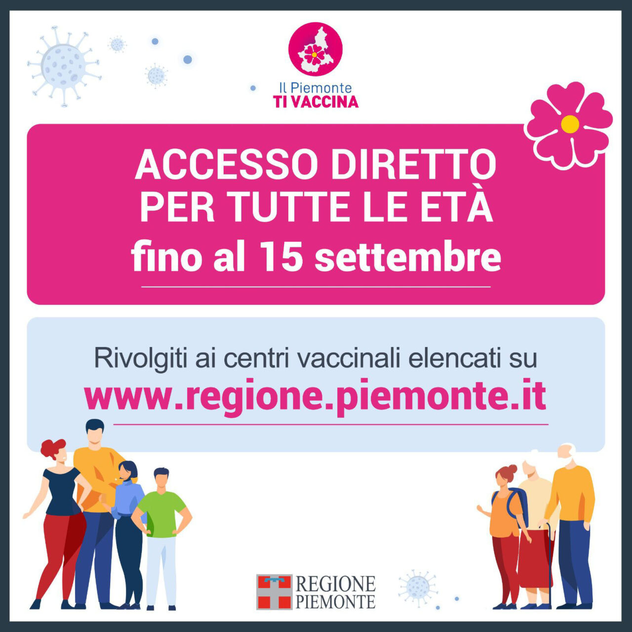 Fino al 15 settembre accesso diretto agli hub vaccinali per tutte le età
