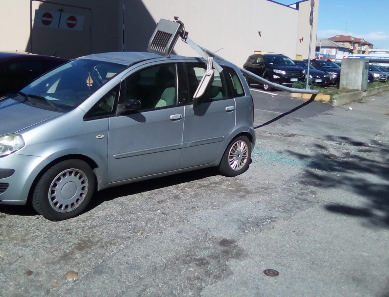 Cade un palo su un’auto in corso Bormida