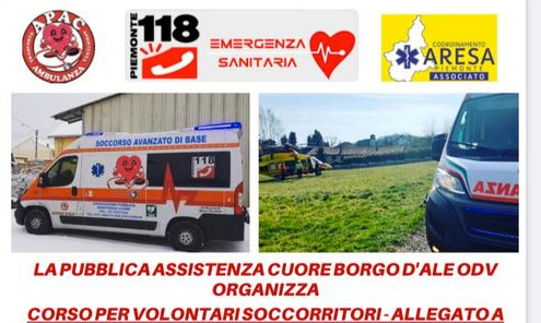 Pubblica Assistenza Cuore Borgo d’Ale: corso per Volontari Soccorritori