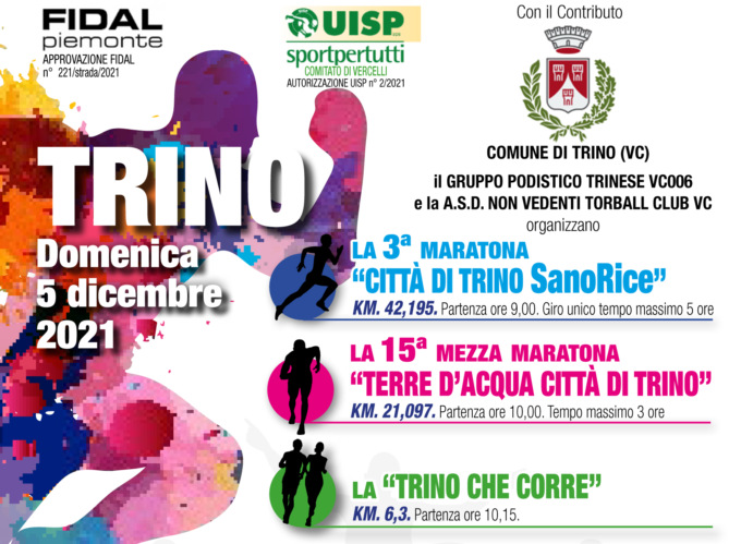 Domenica 5 dicembre a Trino si corrono tre importanti gare nazionali