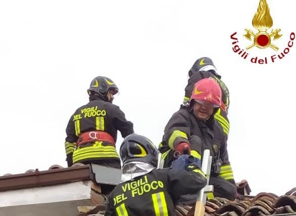 Vigili del Fuoco in azione per incendio camino a Fontanetto Po