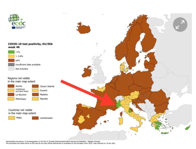 Piemonte ancora verde nell’Europa del contagio e aumentano le vaccinazioni