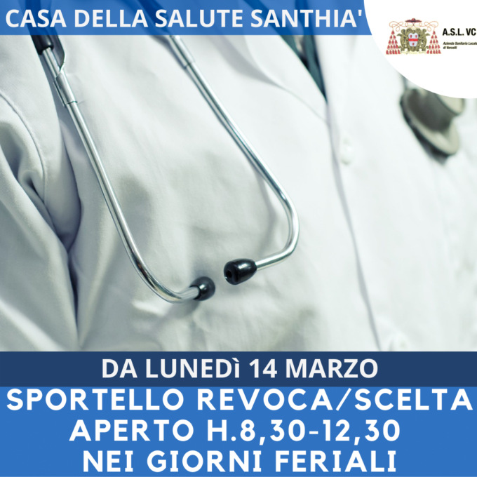Santhià, Casa della Salute: lo sportello “scelta/revoca” riprende la normale attività