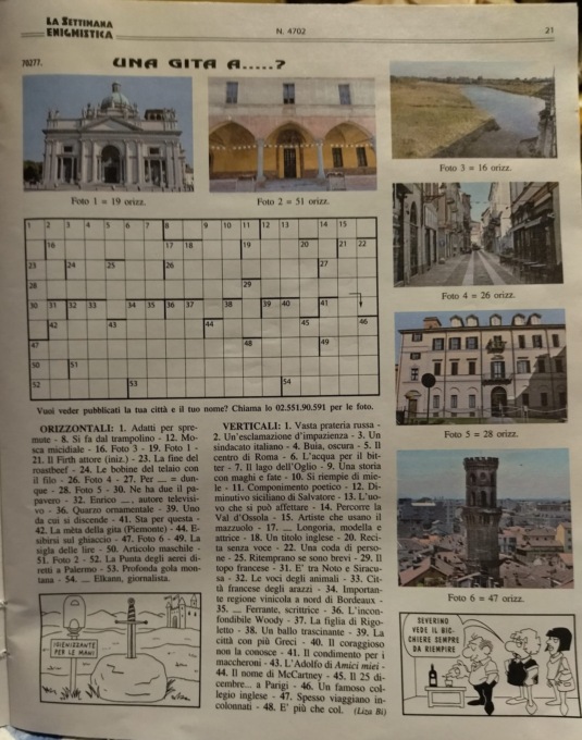 “Una gita a…” Vercelli, sulla Settimana enigmistica