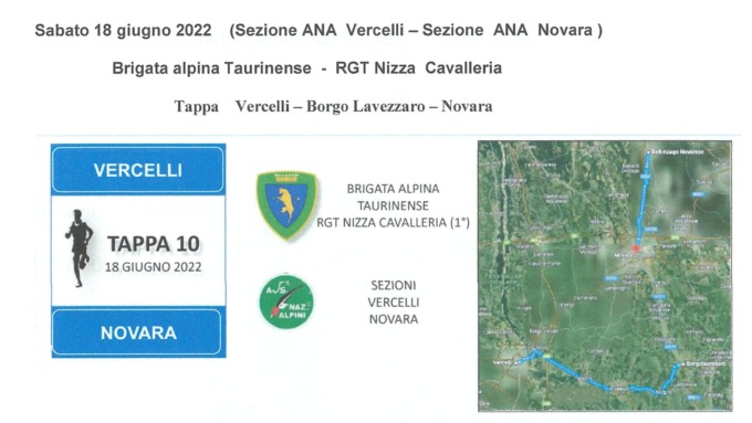 Staffetta degli Alpini: la 10a tappa parte da Vercelli sabato 18 giugno
