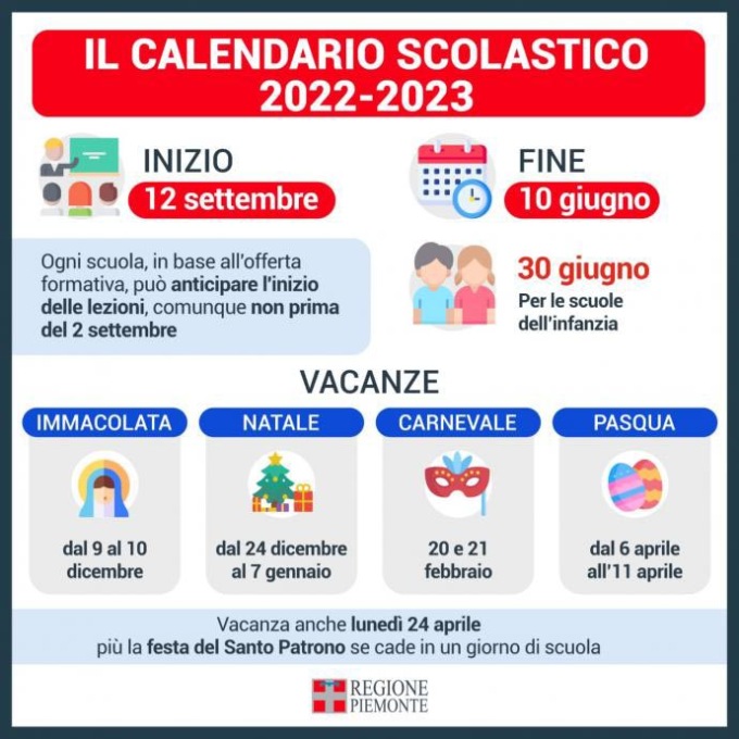 Nuovo calendario scolastico 2022-2023