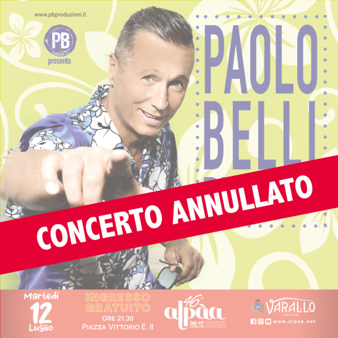 Alpàa: concerto di Paolo Belli annullato per Covid