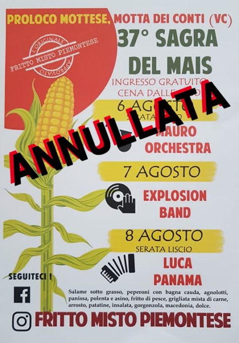 Annullata la Sagra del Mais di Motta de’ Conti