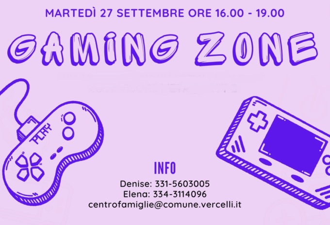Martedì 27 settembre al Centro Famiglie è Gaming Zone