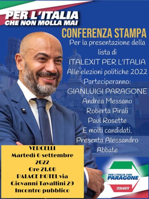 Incontro aperto per la presentazione della lista Italexit per l’Italia
