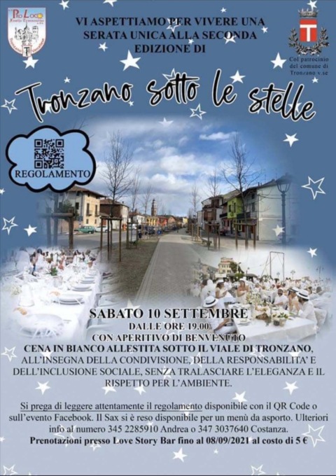 “Tronzano sotto le stelle” sabato 10 settembre