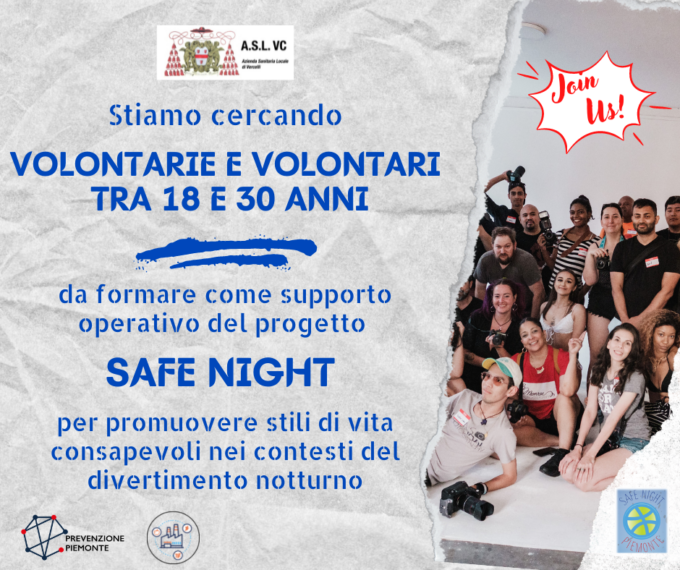 Safe Night: l’Asl di Vercelli cerca volontari per educare alla guida sicura