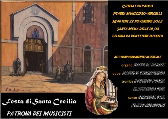 Santa Cecilia a Vercelli: in San Paolo Messa con musica il 22 novembre